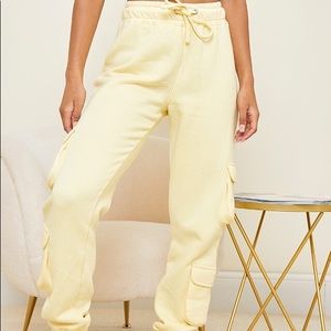 Soft Yellow Cargo Sweatpants